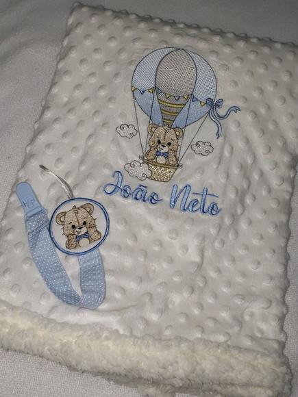 Kit Cobertor Infantil Soft para Bebê + Prendedor de Chupeta