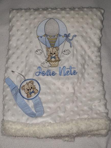 Kit Cobertor Infantil Soft para Bebê + Prendedor de Chupeta