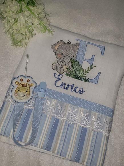 Kit Fralda de Boca e Prendedor de Chupetas