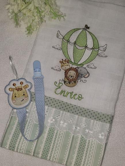 Kit Fralda de Boca e Prendedor de Chupetas