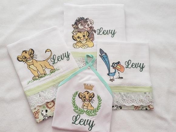 Kit Fraldas Bordadas 4 Peças