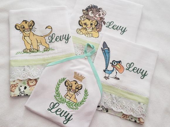 Kit Fraldas Bordadas 4 Peças