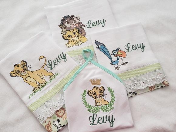 Kit Fraldas Bordadas 4 Peças
