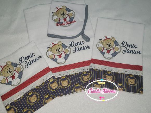 Kit Fraldas Bordadas 4 Peças