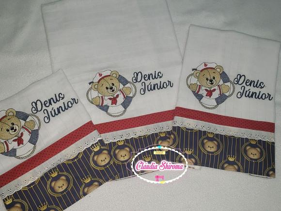 Kit Fraldas Bordadas 4 Peças