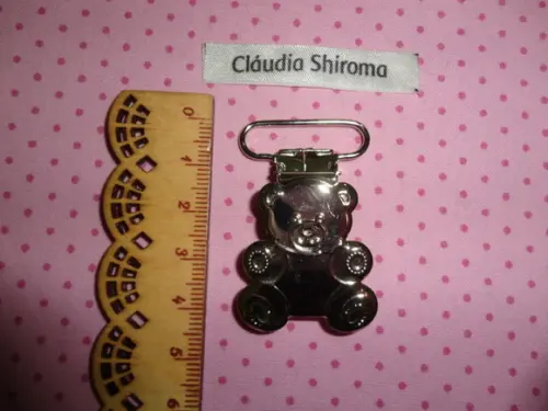 Clips prendedor de chupetas metal urso