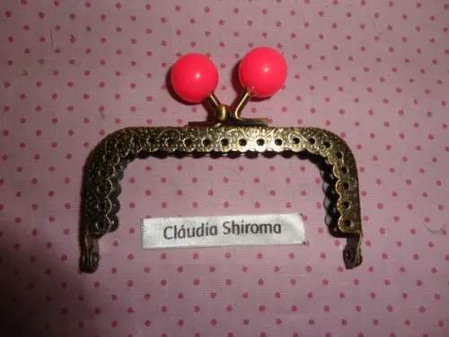 Fecho da vovó quadrado bolinha colorida rosa