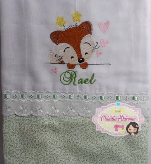 Fralda bordada passeio personalizada