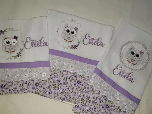 Kit 3 Fraldas Bordadas