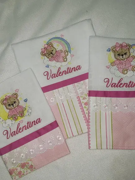 Kit 3 Fraldas Bordadas