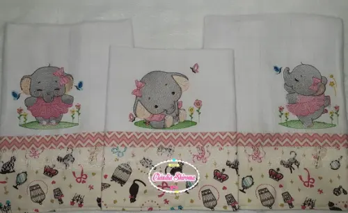 Kit 3 Fraldas Bordadas