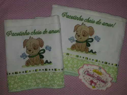 Kit 3 Fraldas Bordadas