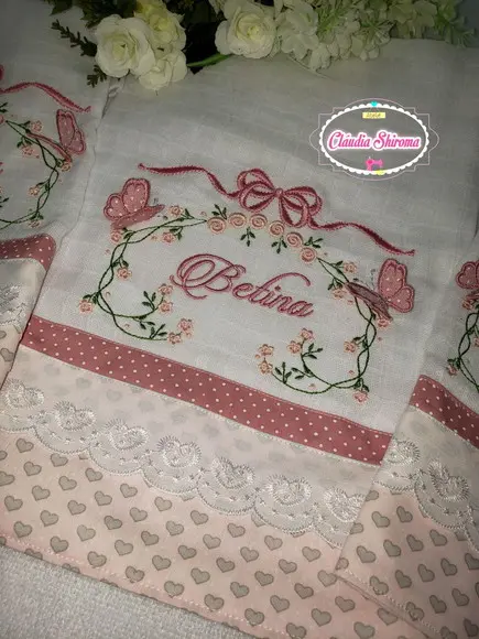 Kit 3 Fraldas Bordadas