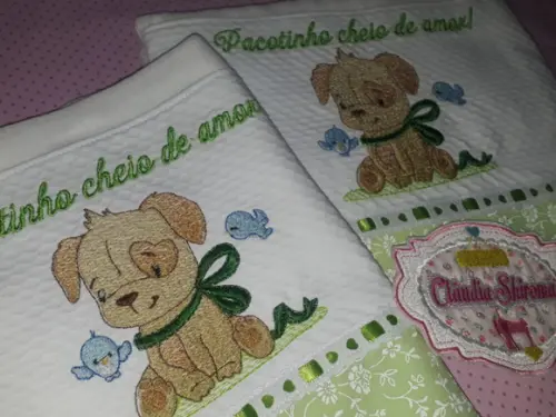 Kit 3 Fraldas Bordadas