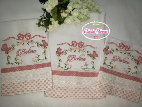 Kit 3 Fraldas Bordadas
