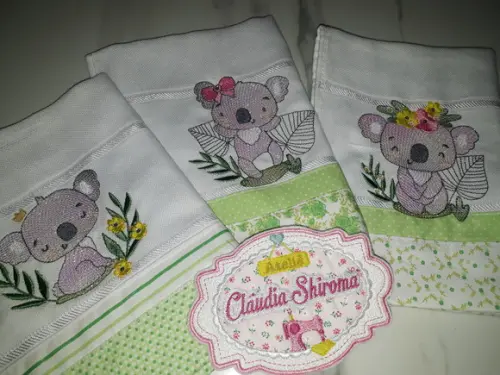 Kit 3 Fraldas De Boca Bordada
