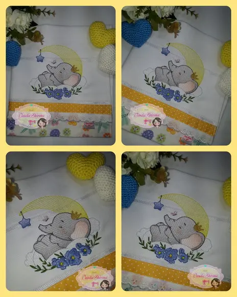 Kit 3 Fraldas De Boca Bordada