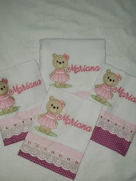 Kit 4 Fraldas Bordadas