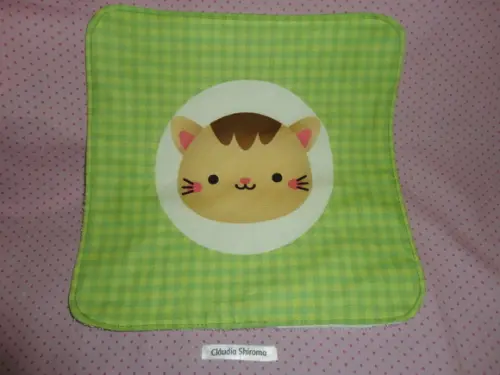 Kit babador Gatinho com paninho e toalha de boca