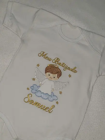 Kit Body Personalizado Batizado + Prendedor de Chupeta