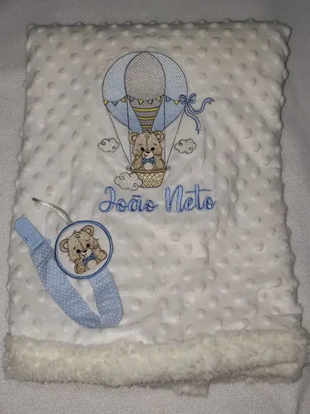Kit Cobertor Infantil Soft para Bebê + Prendedor de Chupeta