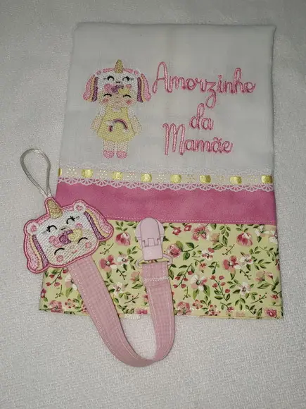 Kit Fralda de Boca e Prendedor de Chupetas