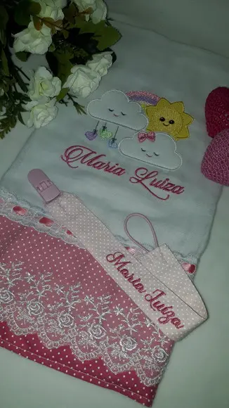 Kit Fralda de Boca e Prendedor de Chupetas