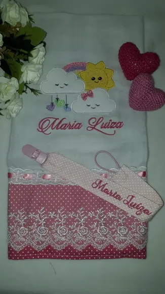 Kit Fralda de Boca e Prendedor de Chupetas