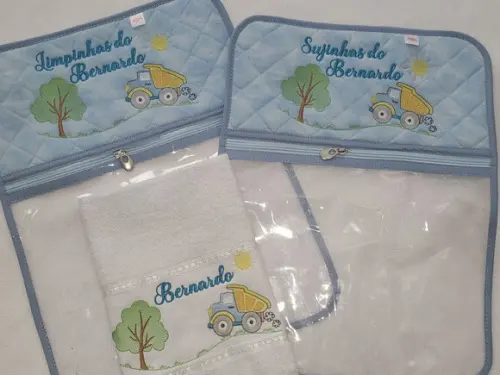 Kit Saquinho Roupa Limpa e Roupa Suja + Toalha Escolar
