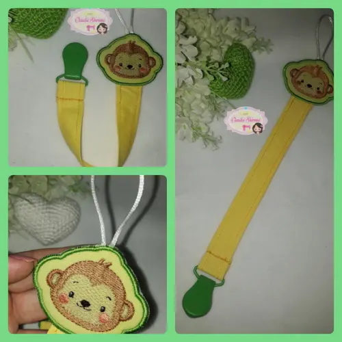 Prendedor de chupeta bordado