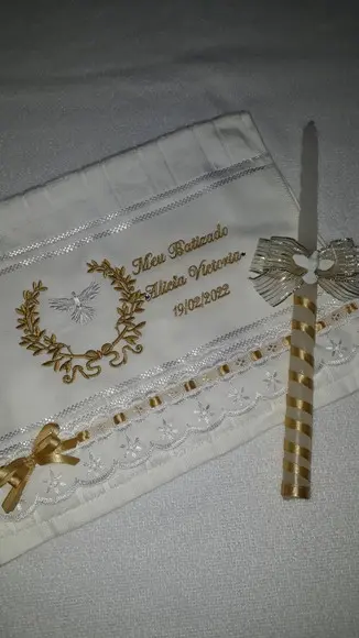 Toalha e Vela de Batizado