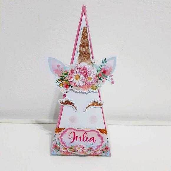 Caixa Piramide - Unicórnio Dourado