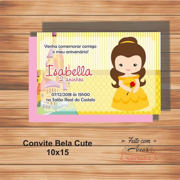 Convite Bela e a Fera Cute