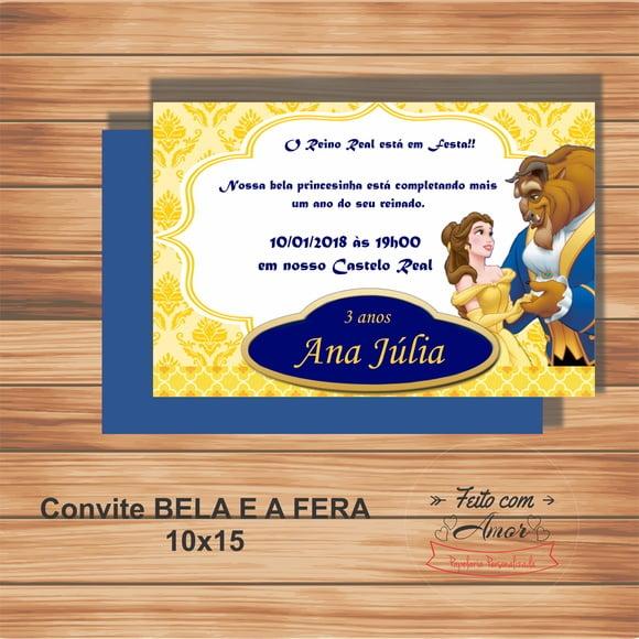Convite Bela e a Fera ( 10x15)