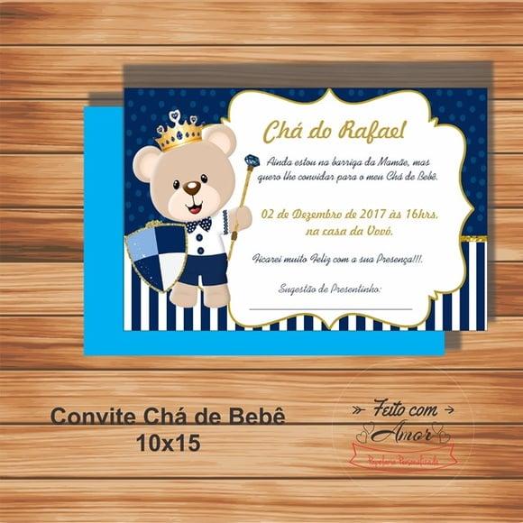 Convite Chá de Bebê - Ursinho Realeza