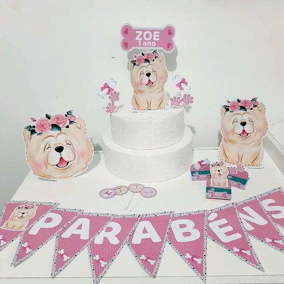 Kit Cachorrinhos Chow Chow- Festa em Casa (32 Itens)