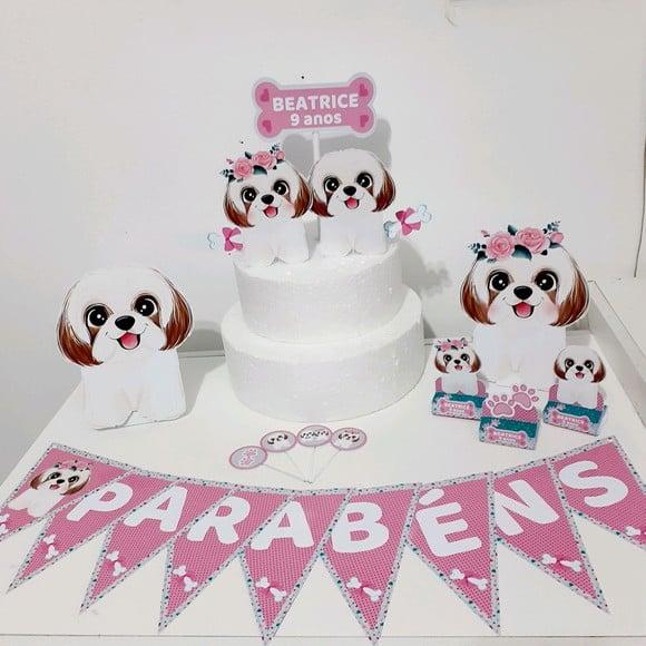 Kit Cachorrinhos Shitzu- Festa em Casa (32 Itens)