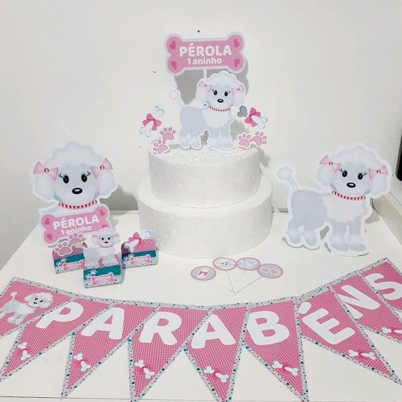 Kit Cachorrinhos Poodle- Festa em Casa (32 Itens)