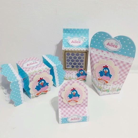 Kit Caixinhas - Galinha Pintadinha Rosa (40 Itens)