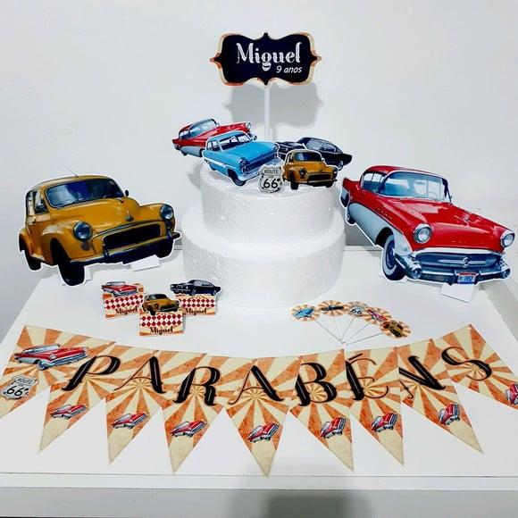 Kit Carros Vintage - Festa em Casa (32 Itens)