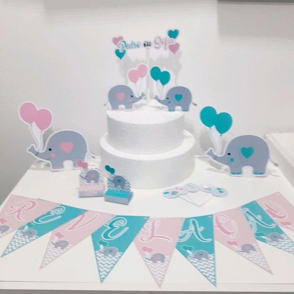 Kit Chá Revelacao - Festa em Casa (32 Itens)