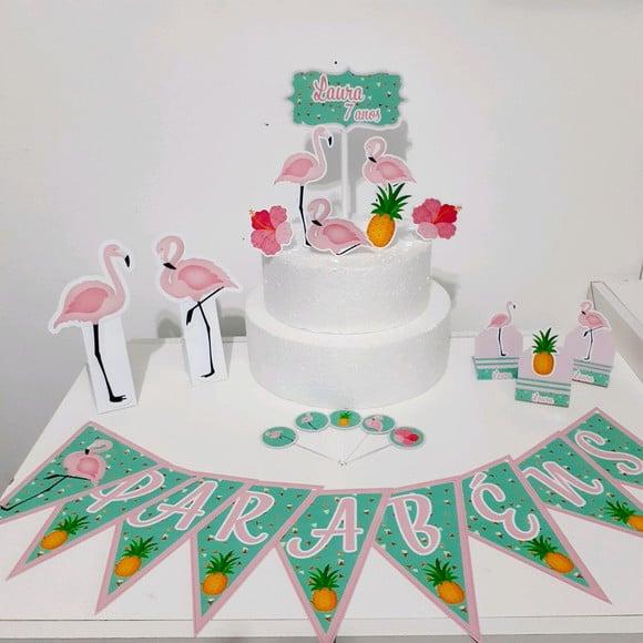 Kit Flamingo - Festa em Casa (32 Itens)