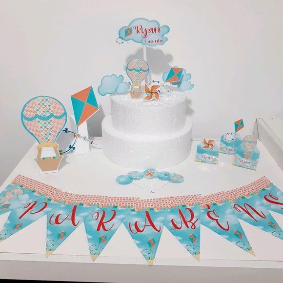 Kit Pipa, Catavento e Balão - Festa em Casa (32 Itens)