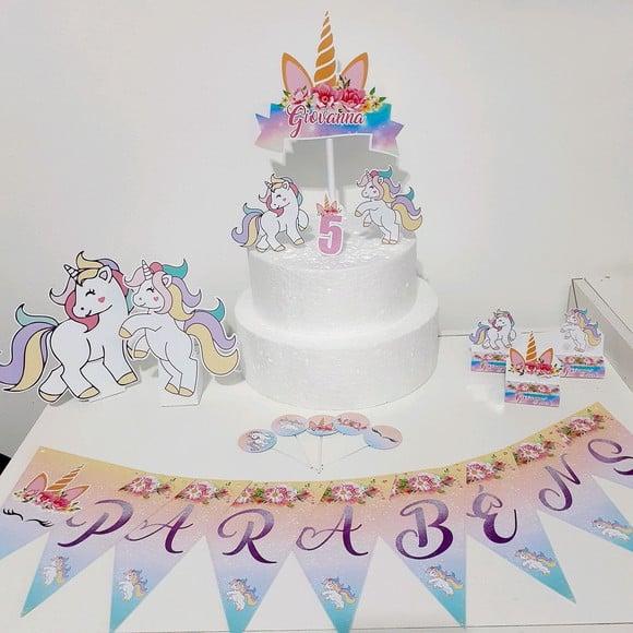 Kit Unicornio,- Festa em Casa (32 Itens)