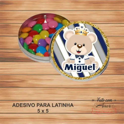 Adesivo Latinha 5x5 - Ursinho Realeza