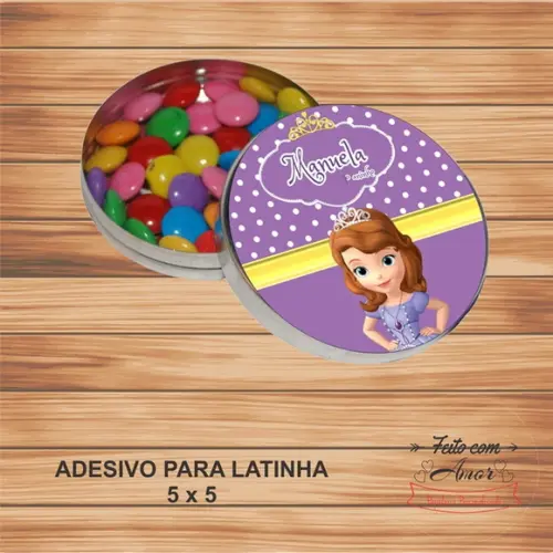 Adesivo Latinha 5x5 Princesinha Sofia