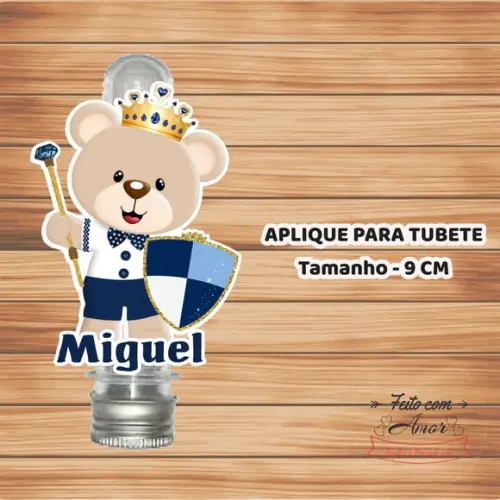 Aplique para Tubete - Ursinho Realeza