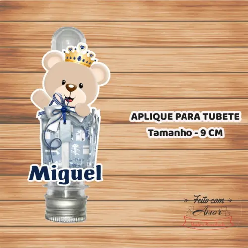Aplique para Tubete - Ursinho Realeza