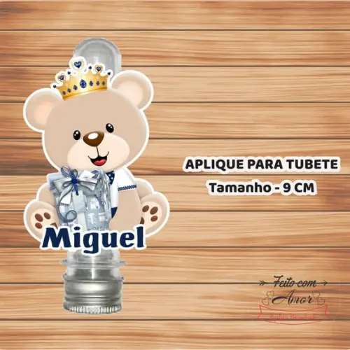 Aplique para Tubete - Ursinho Realeza