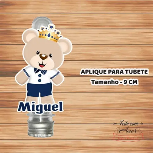 Aplique para Tubete - Ursinho Realeza